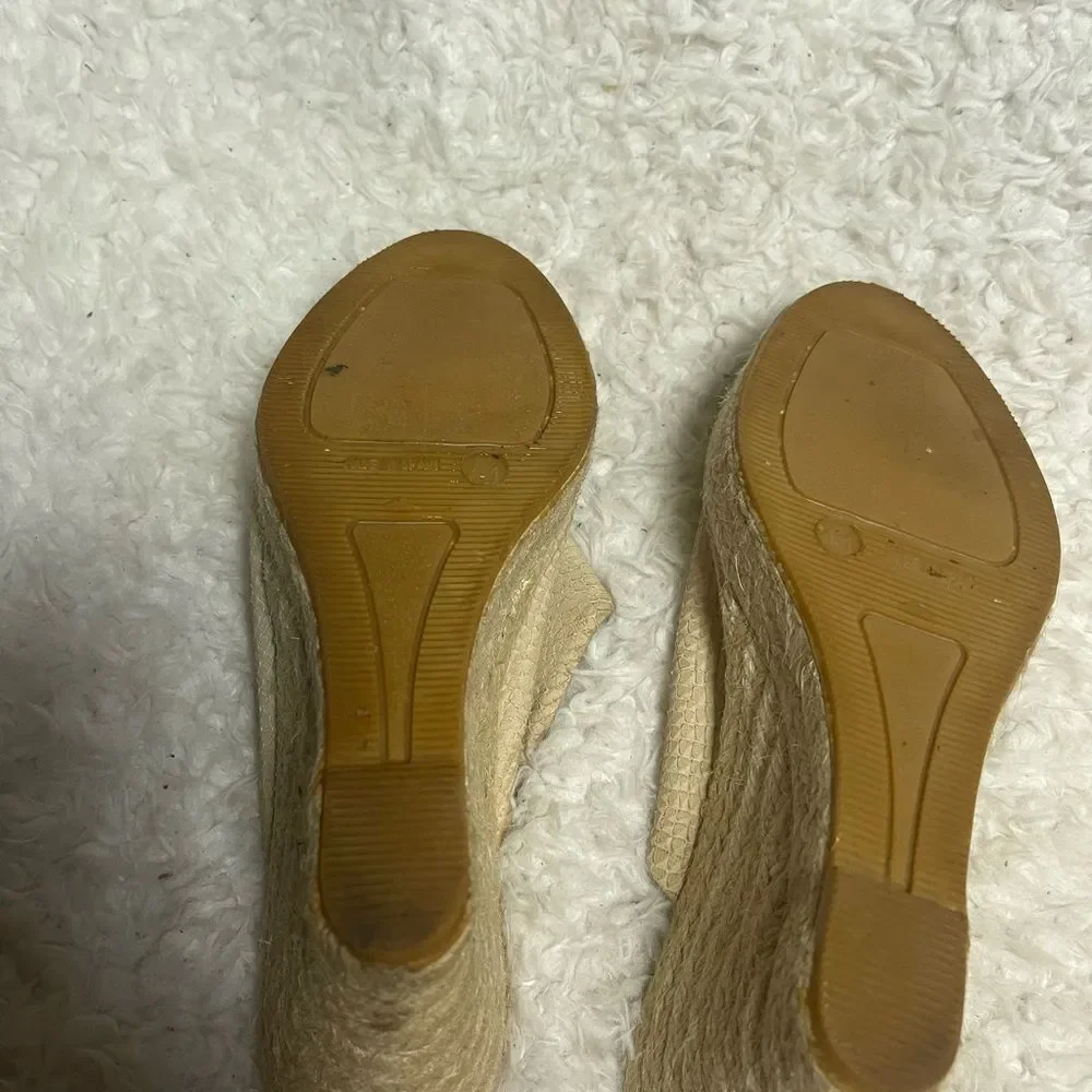 Kanna made in Spain leather suede Beige Platform Wedge Espadrille SandalsSZ10.5